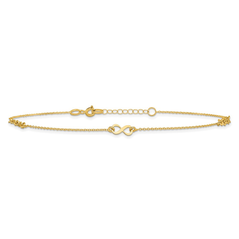 10K Yellow Gold Polished and Dia-Cut Infinity 10in Plus 1in Ext. Anklet