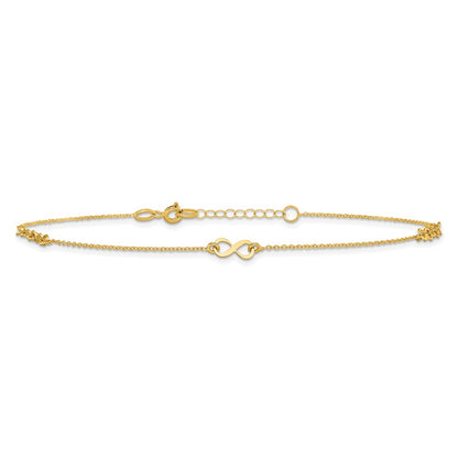 10K Yellow Gold Polished and Dia-Cut Infinity 10in Plus 1in Ext. Anklet