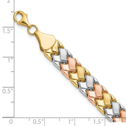 10K Two Tone Wht Rhodium Polished/Satin Fancy Link Bracelet