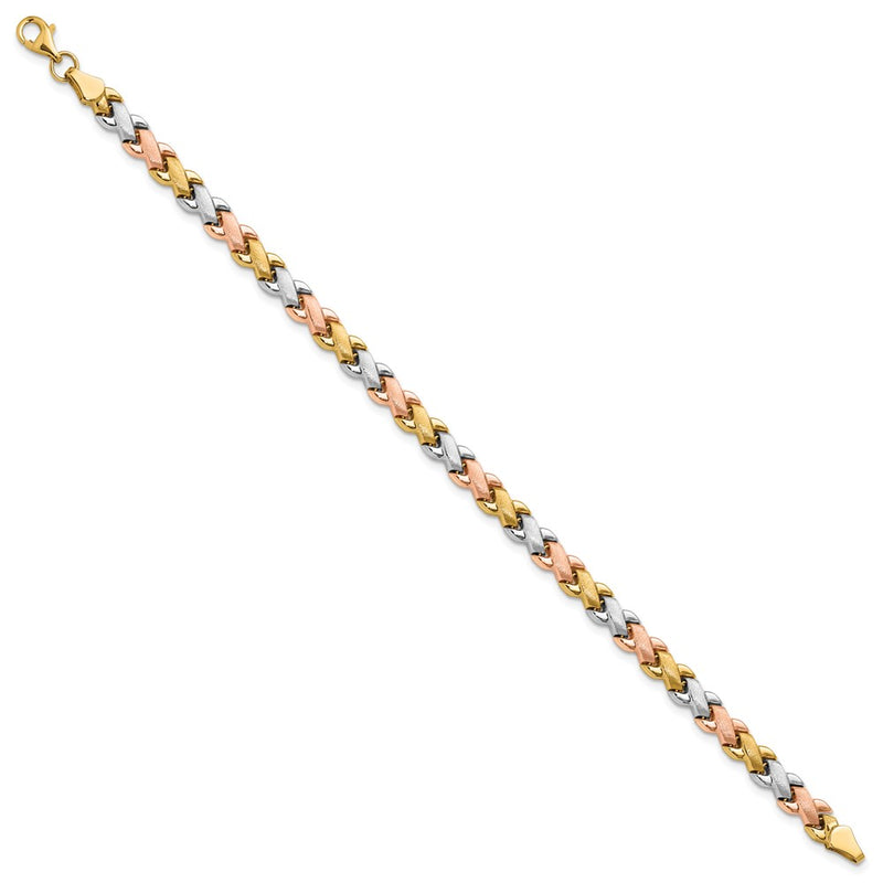 10K Two Tone Wht Rhodium Polished/Satin Fancy Link Bracelet