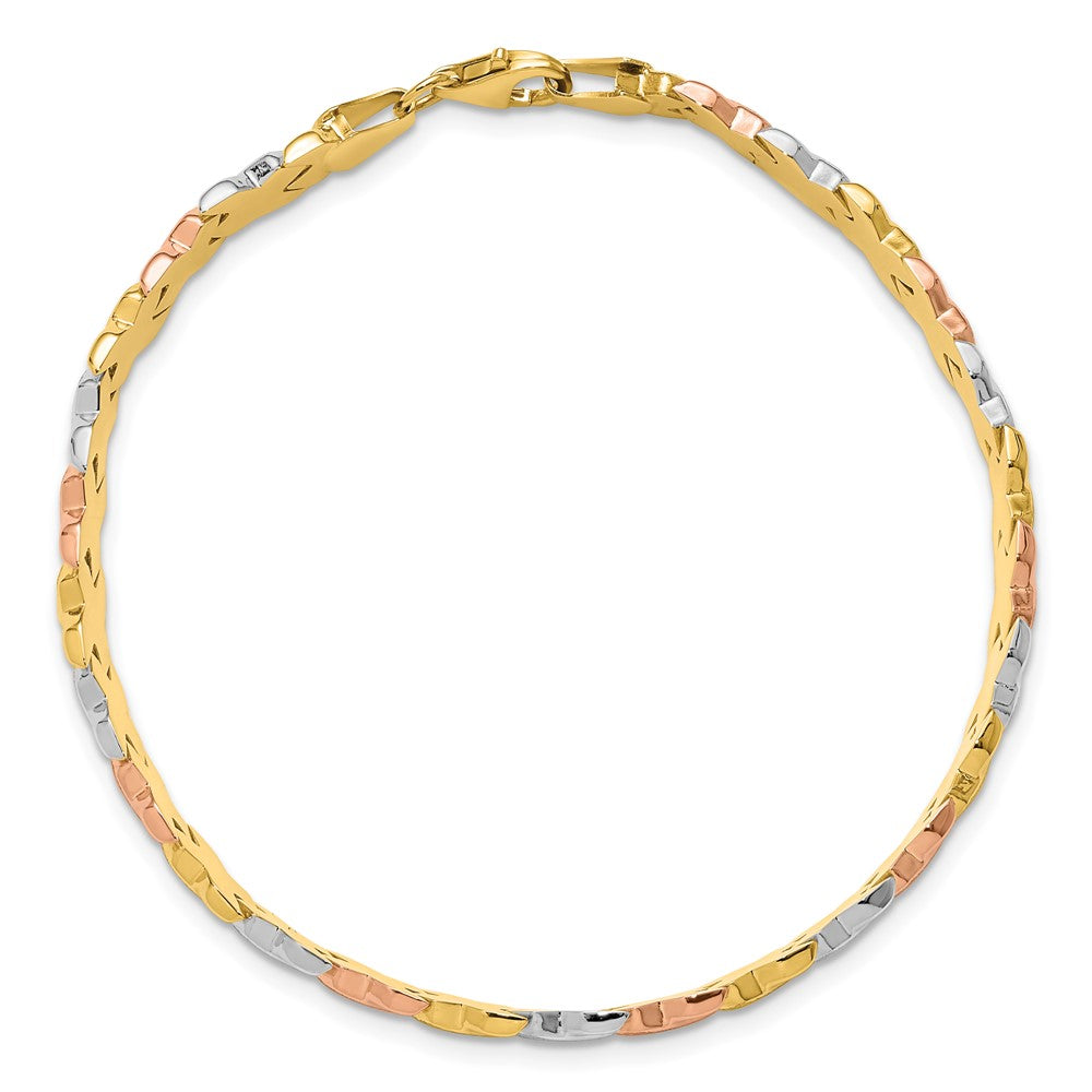 10K Two Tone Wht Rhodium Polished/Satin Fancy Link Bracelet