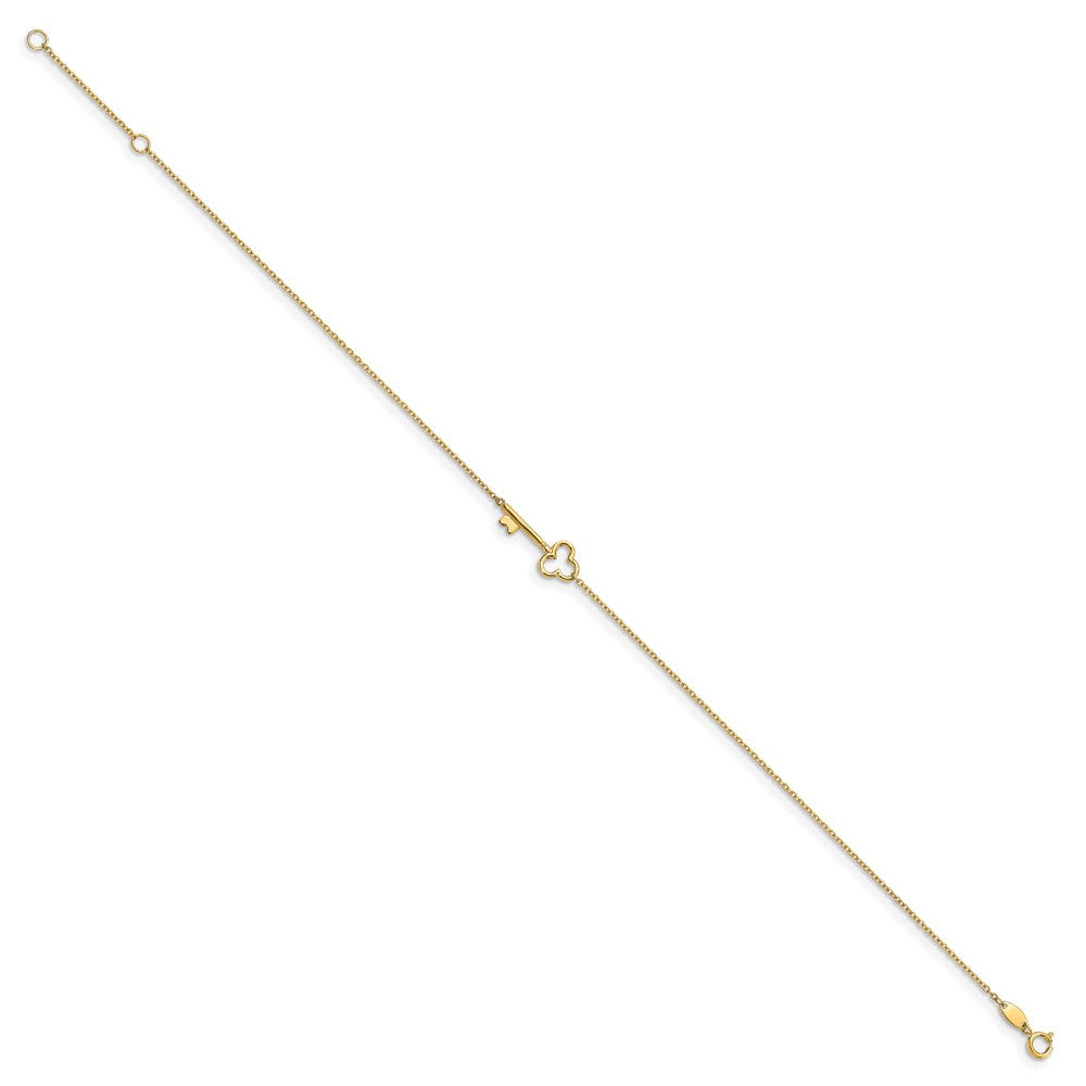 10K Yellow Gold Polished Key 9in Plus 1in Ext. Anklet