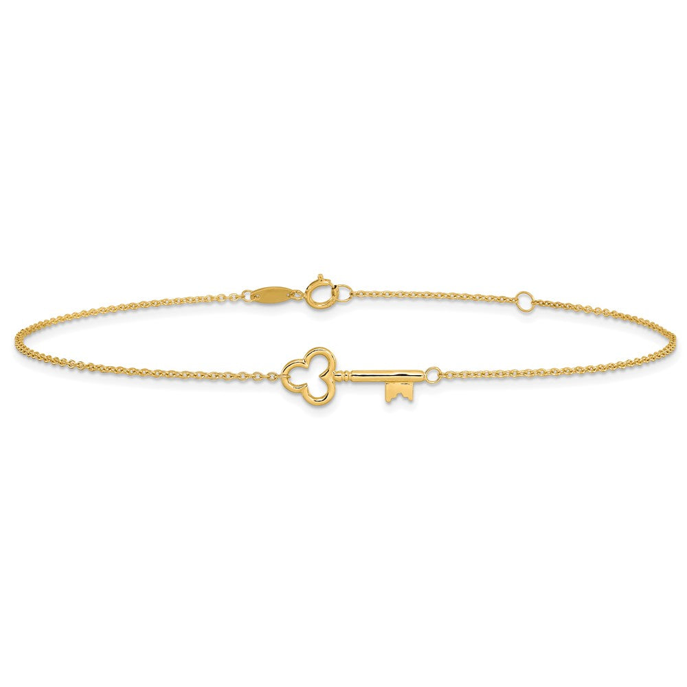 10K Yellow Gold Polished Key 9in Plus 1in Ext. Anklet