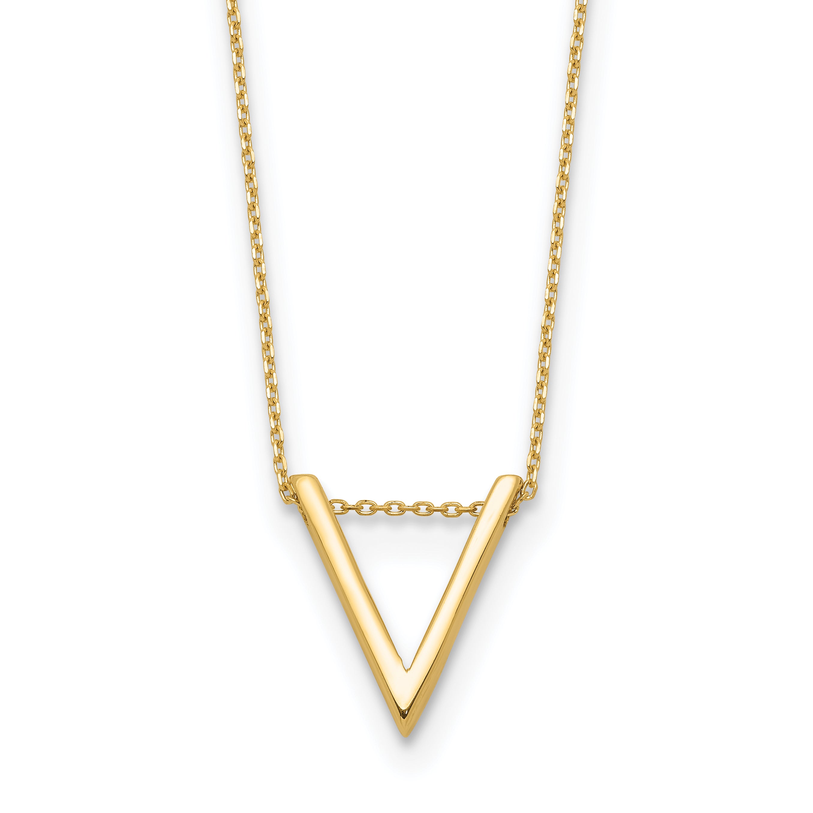 10K Yellow Gold Polished V Necklace