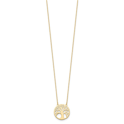 10K Yellow Gold Polished Tree Of Life Necklace