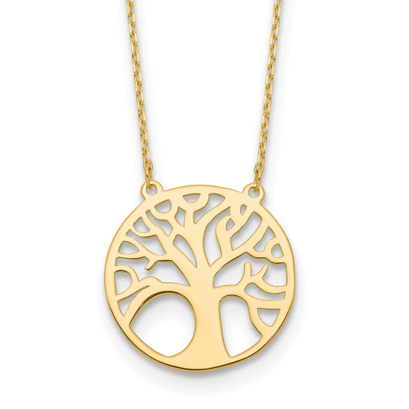 10K Yellow Gold Polished Tree Of Life Necklace
