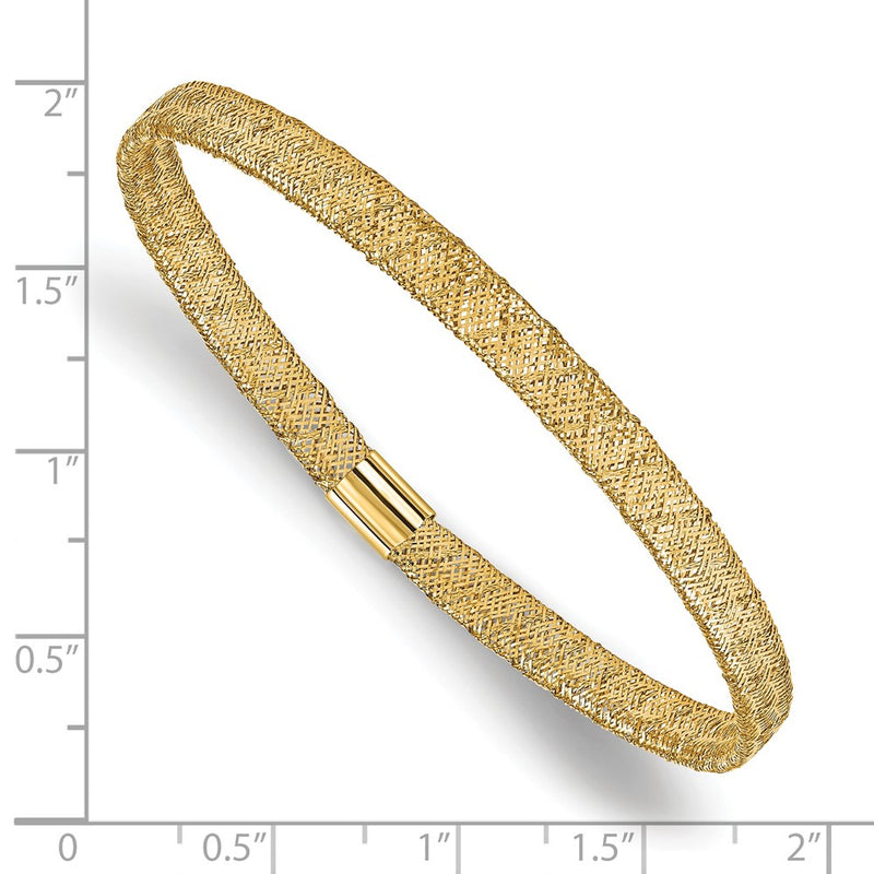 10K Yellow Gold Fancy Stretch Bangle Bracelet