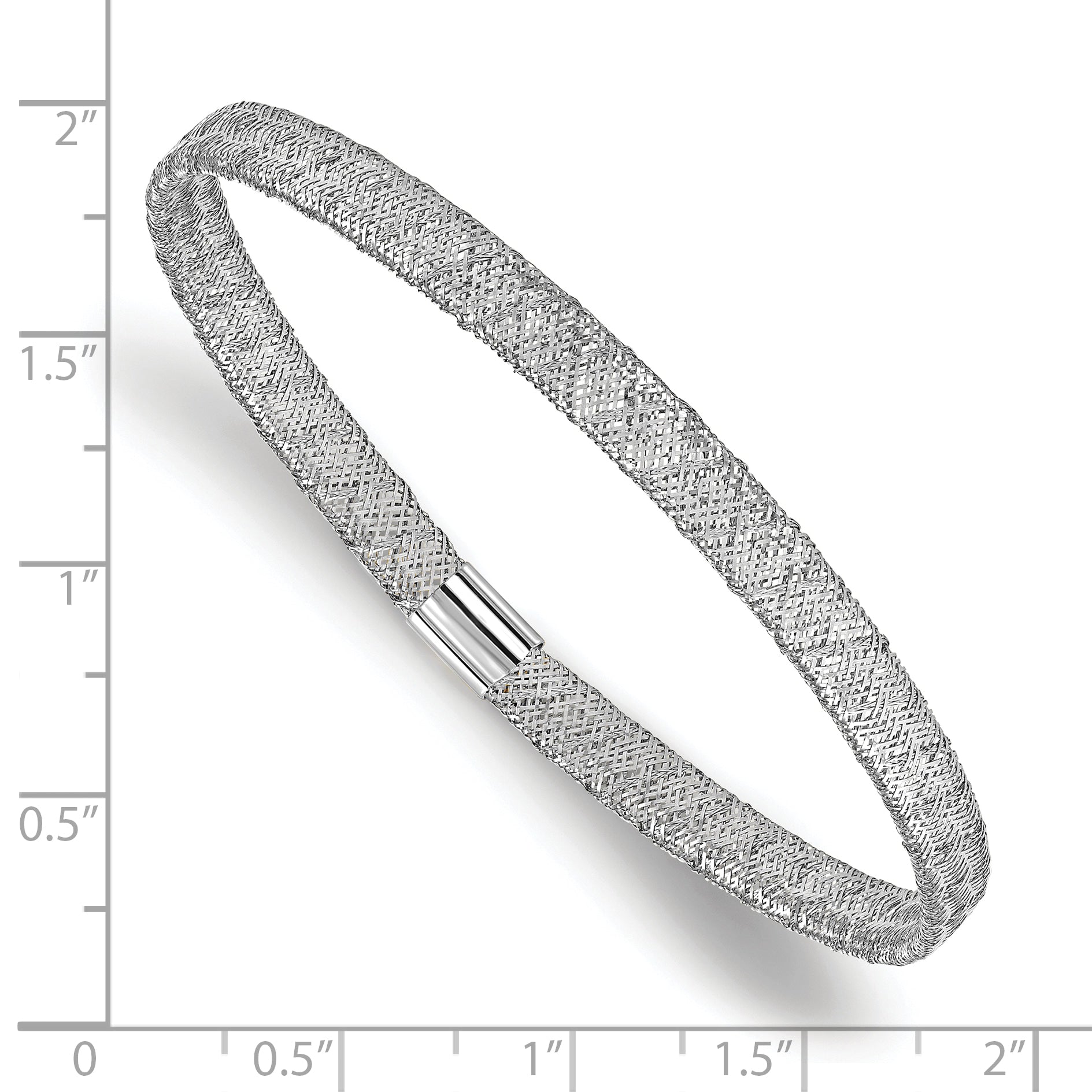 10K Yellow Rhodium White Rh Plating Fancy Stretch Bangle Bracelet