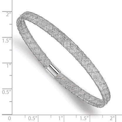 10K Yellow Rhodium White Rh Plating Fancy Stretch Bangle Bracelet