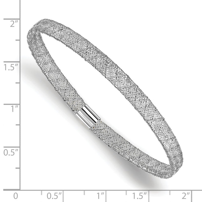 10K Yellow Rhodium White Rh Plating Fancy Stretch Bangle Bracelet