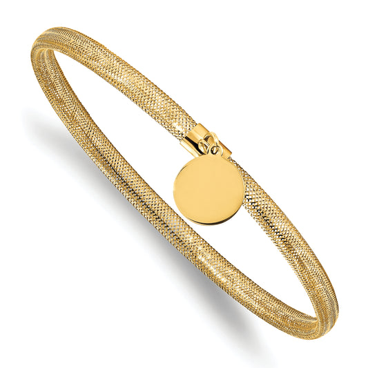 10K Yellow Gold Stretch Mesh Dangle Charm Bracelet