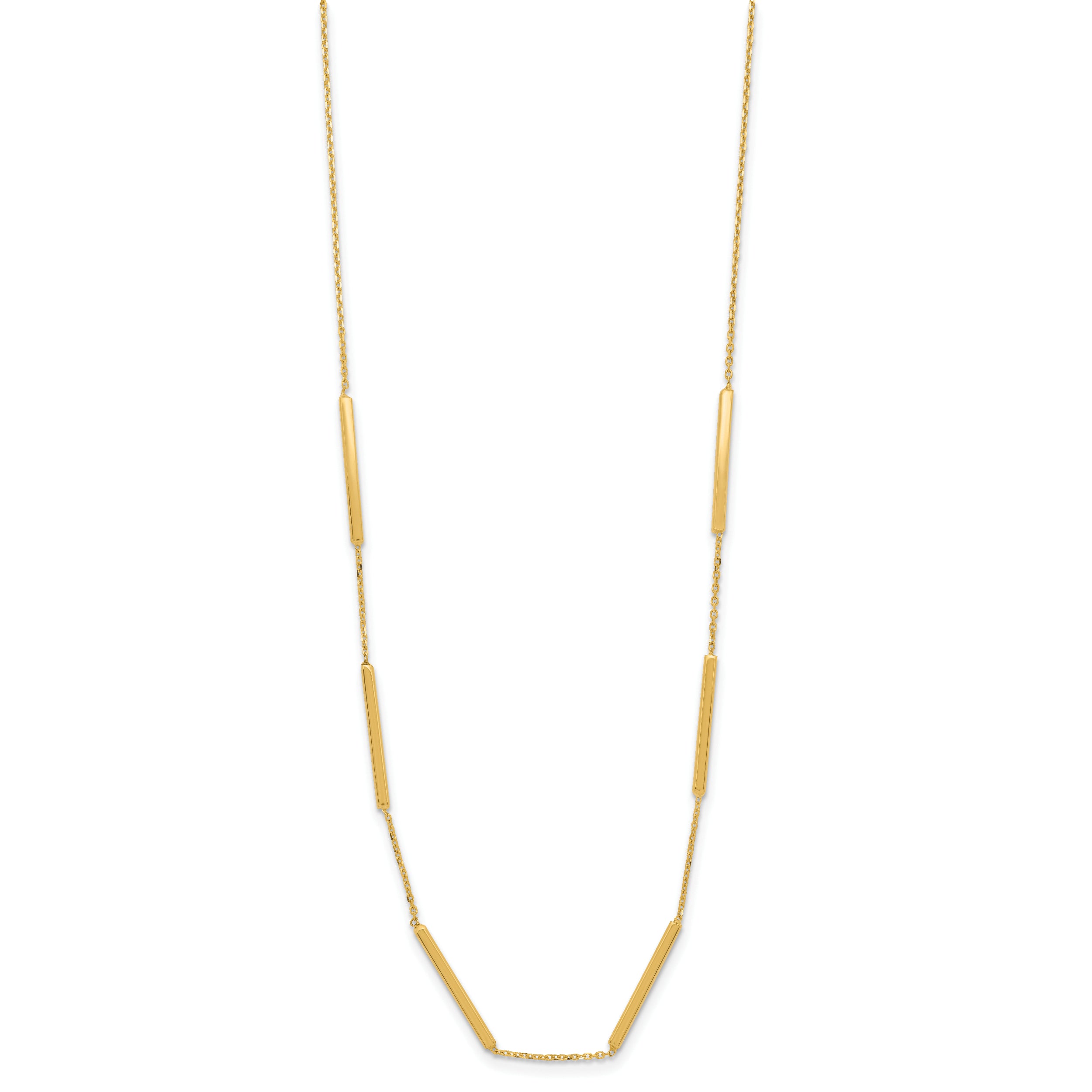 10K Yellow Gold Polished 6 Bar Stations 16In With 1.5In Ext Necklace