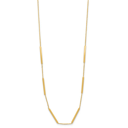 10K Yellow Gold Polished 6 Bar Stations 16In With 1.5In Ext Necklace