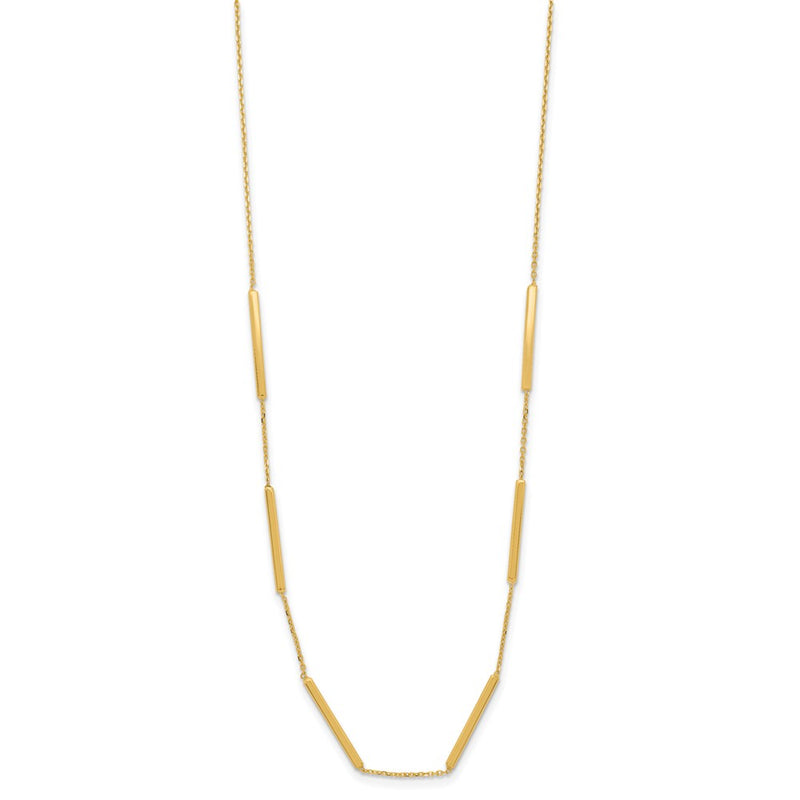 10K Yellow Gold Polished 6 Bar Stations 16In With 1.5In Ext Necklace