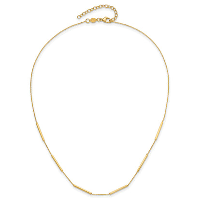 10K Yellow Gold Polished 6 Bar Stations 16In With 1.5In Ext Necklace
