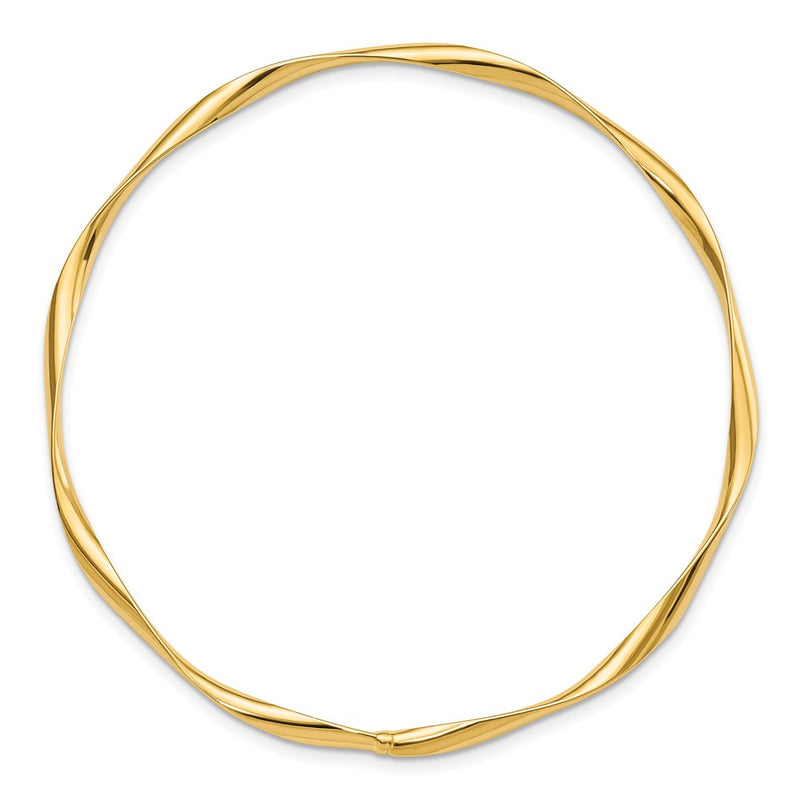 10K Yellow Gold Polished Twisted Slip On Bangle