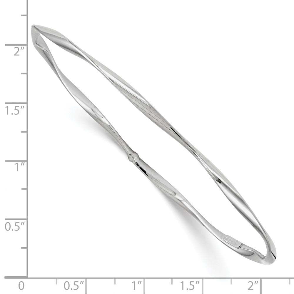 10K White Gold Polished Twisted Slip On Bangle