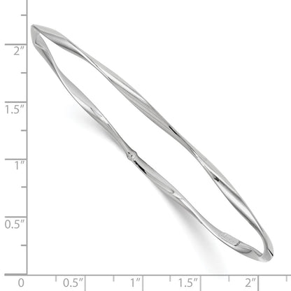 10K White Gold Polished Twisted Slip On Bangle