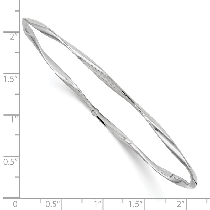 10K White Gold Polished Twisted Slip On Bangle