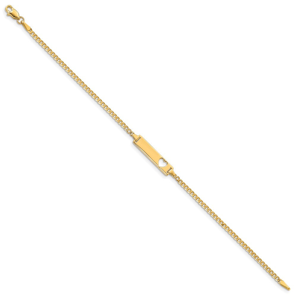10K Yellow Gold Flat Curb Link Id Chain Bracelet