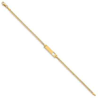 10K Yellow Gold Flat Curb Link Id Chain Bracelet