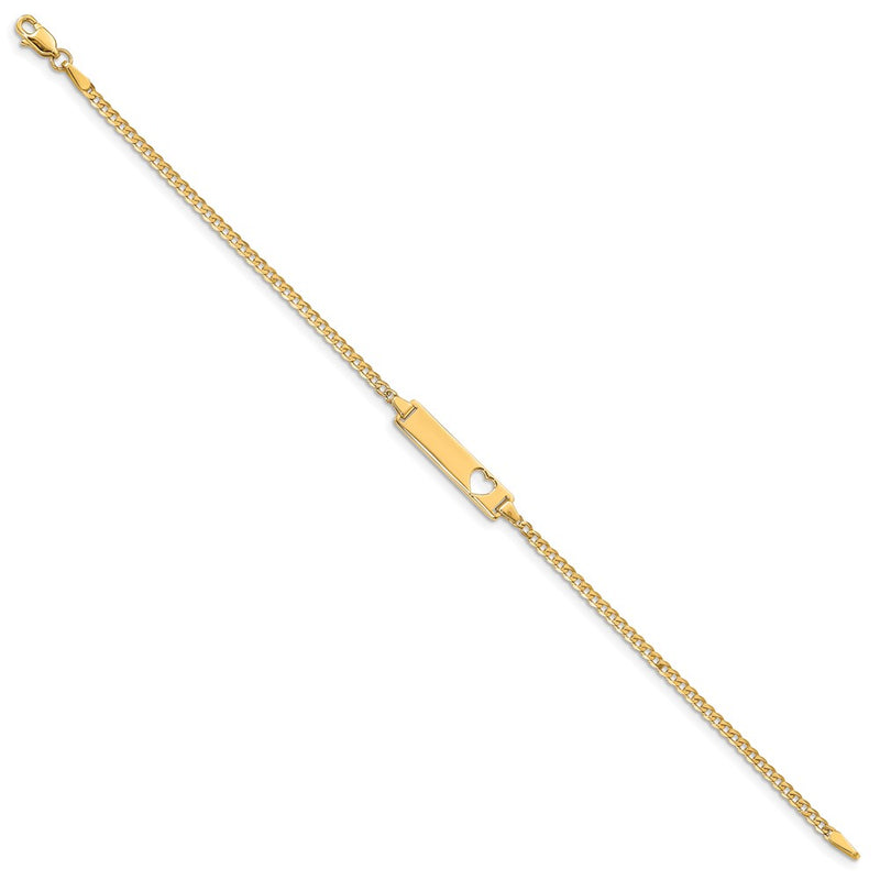 10K Yellow Gold Flat Curb Link Id Chain Bracelet