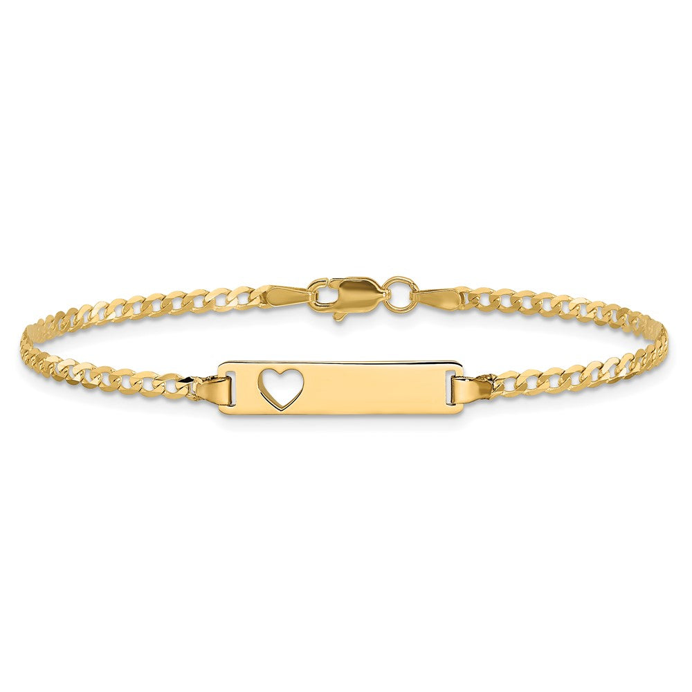 10K Yellow Gold Flat Curb Link Id Chain Bracelet