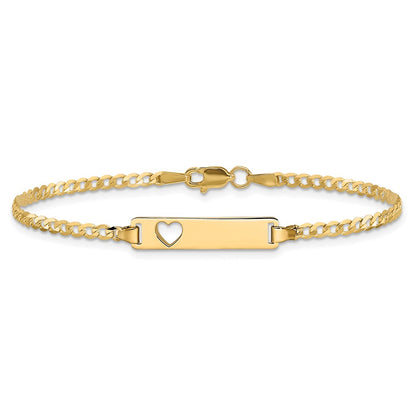 10K Yellow Gold Flat Curb Link Id Chain Bracelet