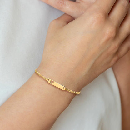 10K Yellow Gold Flat Curb Link Id Chain Bracelet