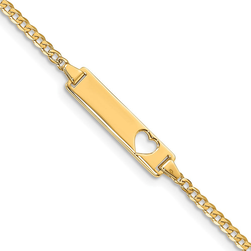 10K Yellow Gold Flat Curb Link Id Chain Bracelet