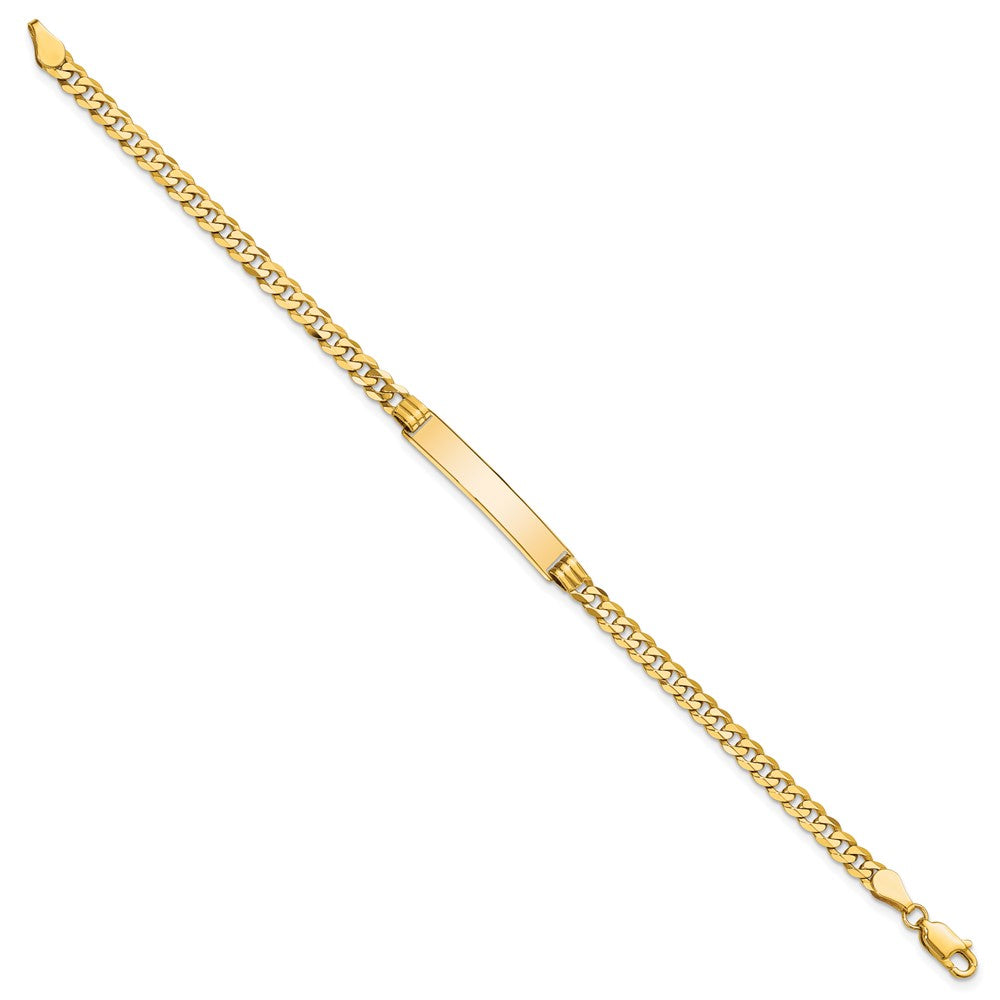 10K Yellow Gold Flat Curb Link Id Chain Bracelet