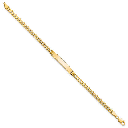 10K Yellow Gold Flat Curb Link Id Chain Bracelet