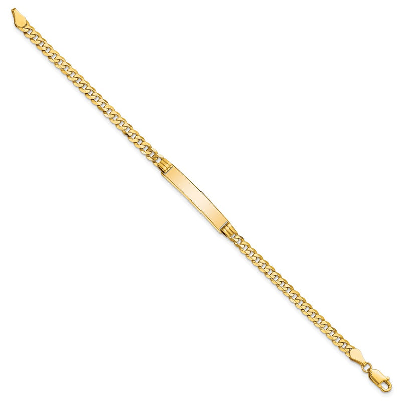 10K Yellow Gold Flat Curb Link Id Chain Bracelet