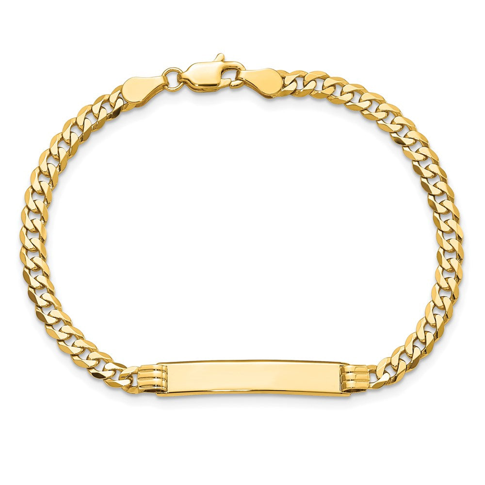 10K Yellow Gold Flat Curb Link Id Chain Bracelet