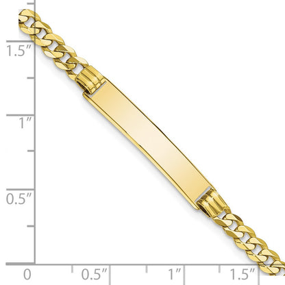 10K Yellow Gold Flat Curb Link Id Chain Bracelet