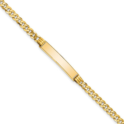 10K Yellow Gold Flat Curb Link Id Chain Bracelet