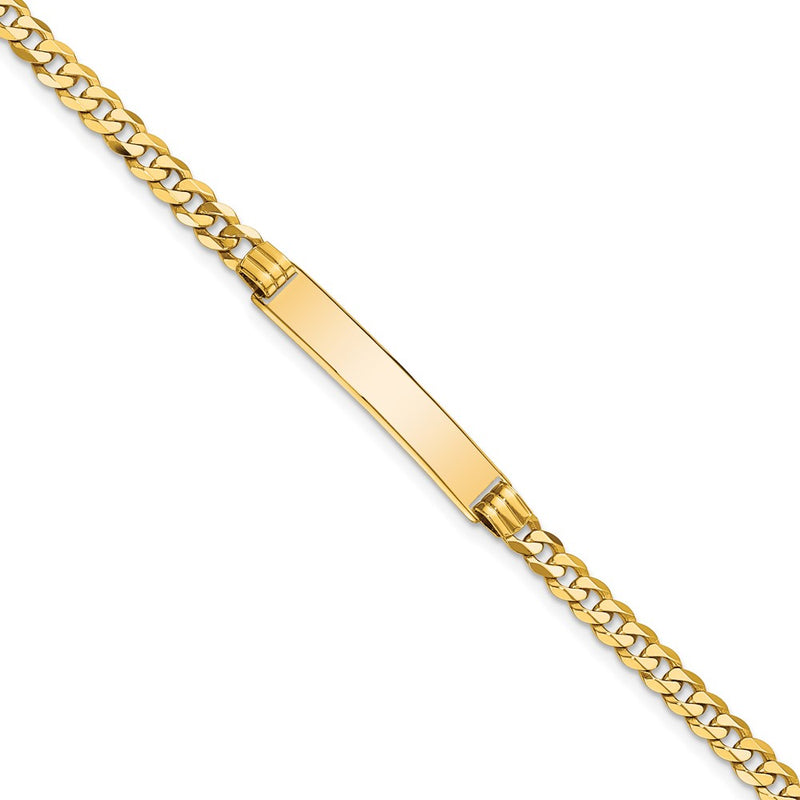 10K Yellow Gold Flat Curb Link Id Chain Bracelet
