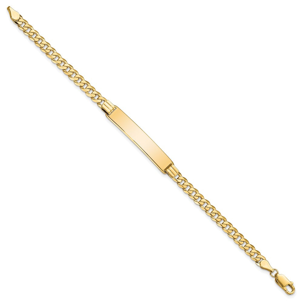 10K Yellow Gold Flat Curb Link Id Chain Bracelet