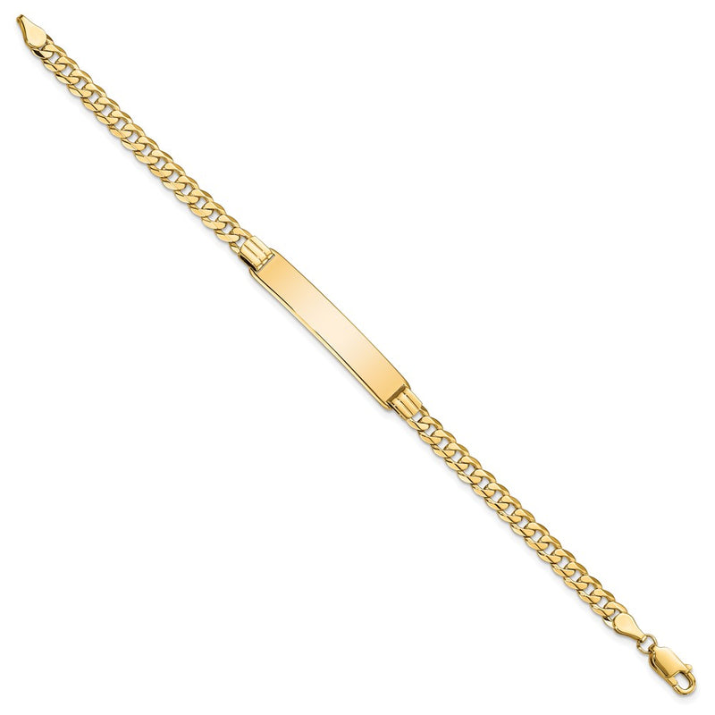 10K Yellow Gold Flat Curb Link Id Chain Bracelet