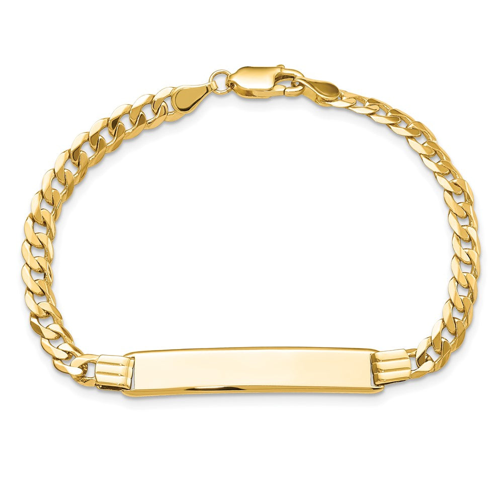 10K Yellow Gold Flat Curb Link Id Chain Bracelet