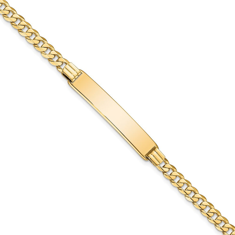 10K Yellow Gold Flat Curb Link Id Chain Bracelet