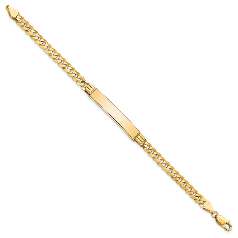 10K Yellow Gold Flat Curb Link Id Chain Bracelet