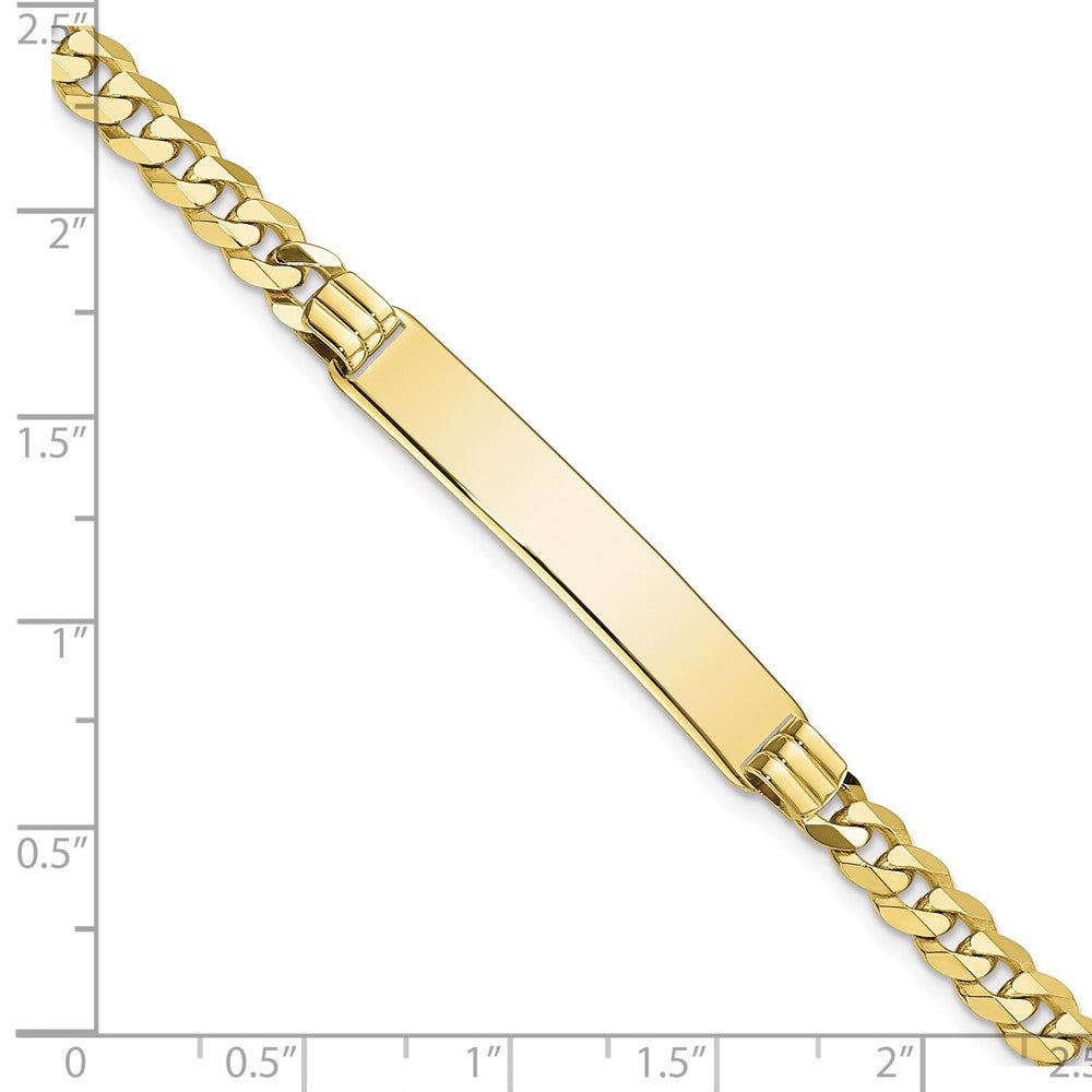 10K Yellow Gold Flat Curb Link Id Chain Bracelet