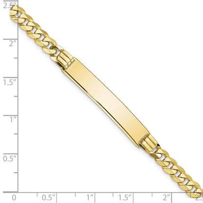 10K Yellow Gold Flat Curb Link Id Chain Bracelet