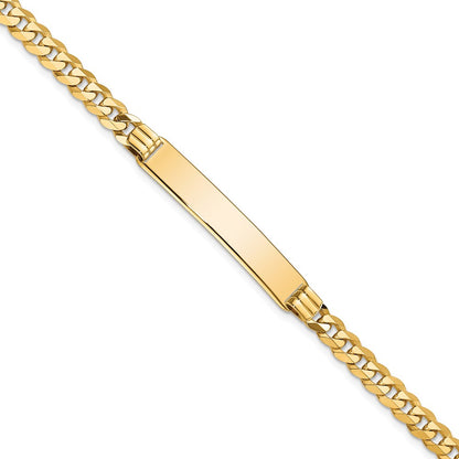 10K Yellow Gold Flat Curb Link Id Chain Bracelet