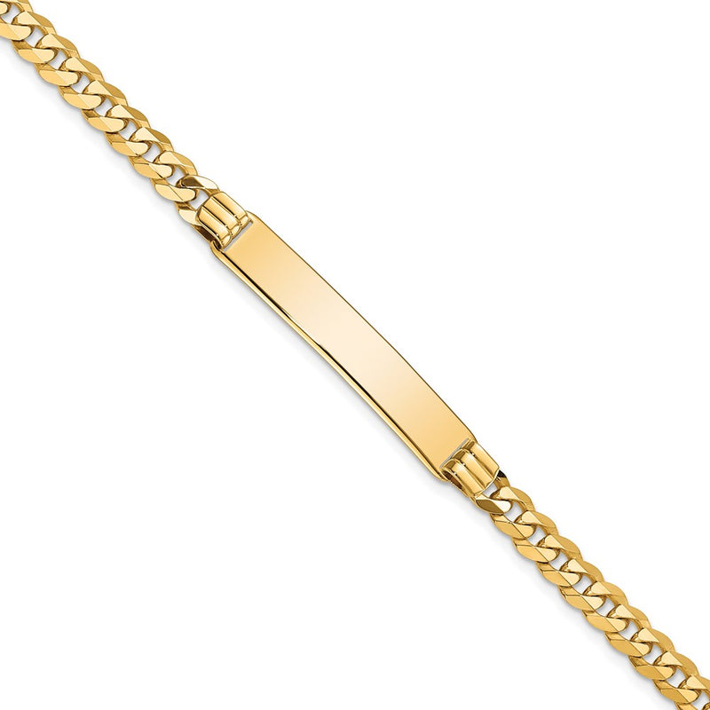 10K Yellow Gold Flat Curb Link Id Chain Bracelet