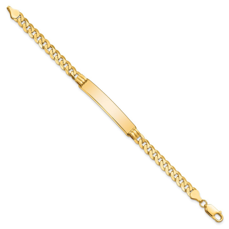10K Yellow Gold Flat Curb Link Id Chain Bracelet