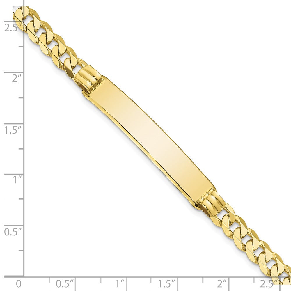 10K Yellow Gold Flat Curb Link Id Chain Bracelet
