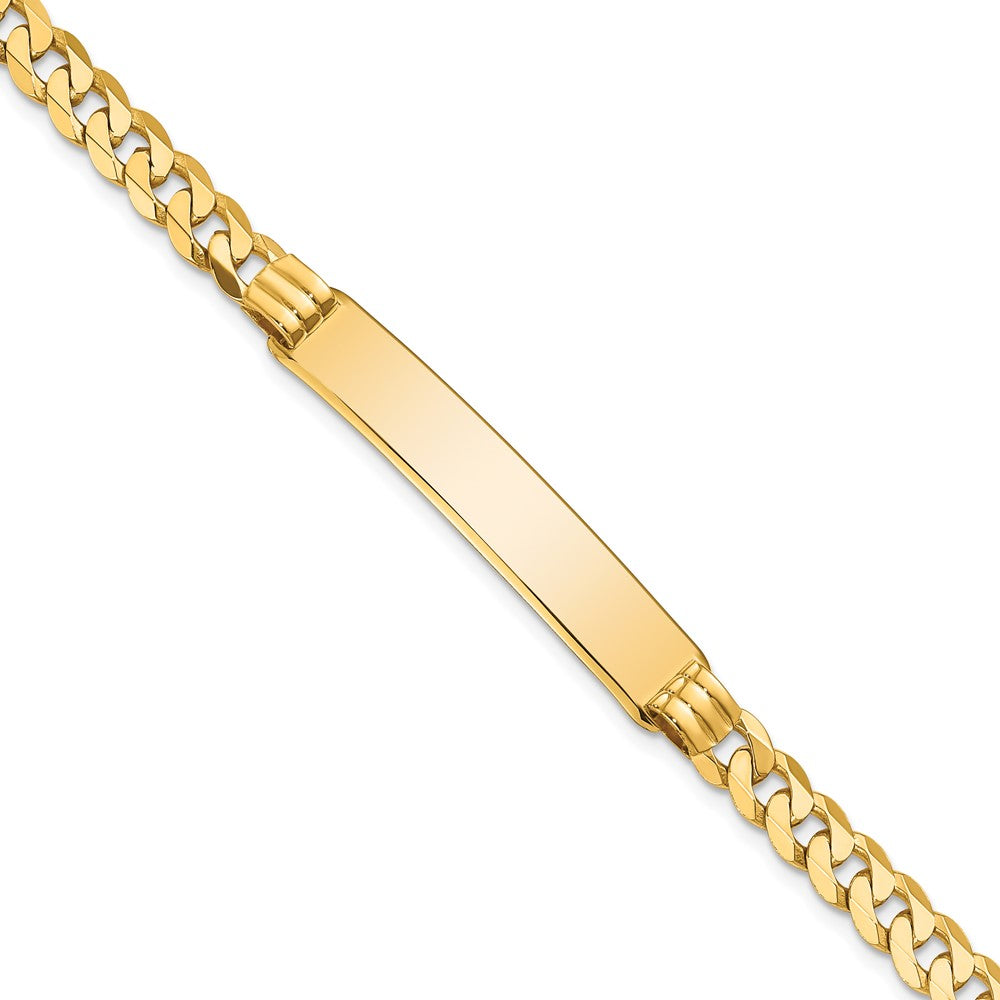 10K Yellow Gold Flat Curb Link Id Chain Bracelet