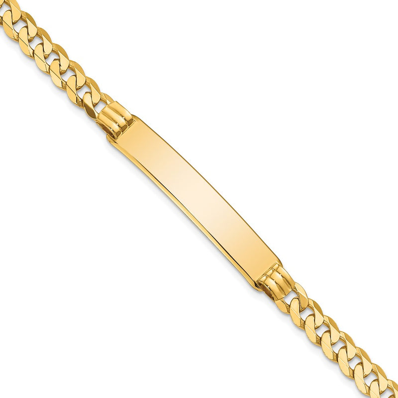 10K Yellow Gold Flat Curb Link Id Chain Bracelet